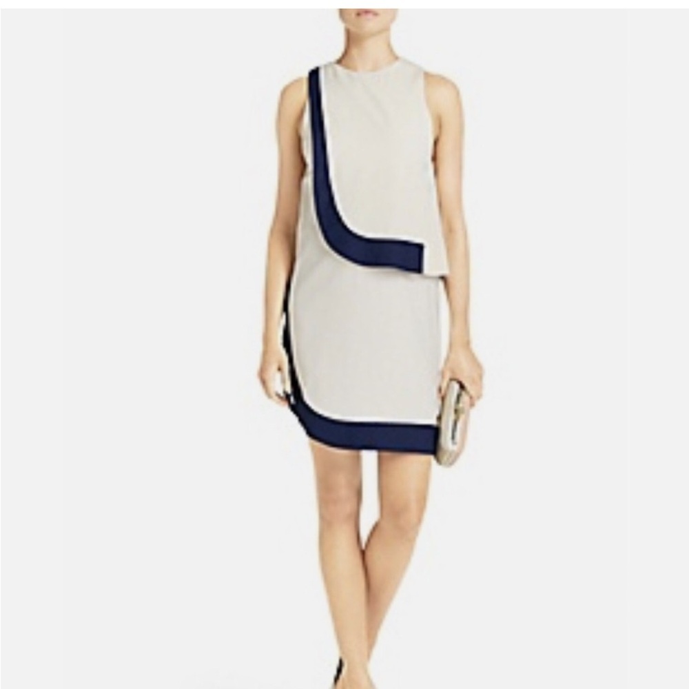 EUC Diane von Furstenberg Beige Contrast Panel Detail Robi Dress size 4